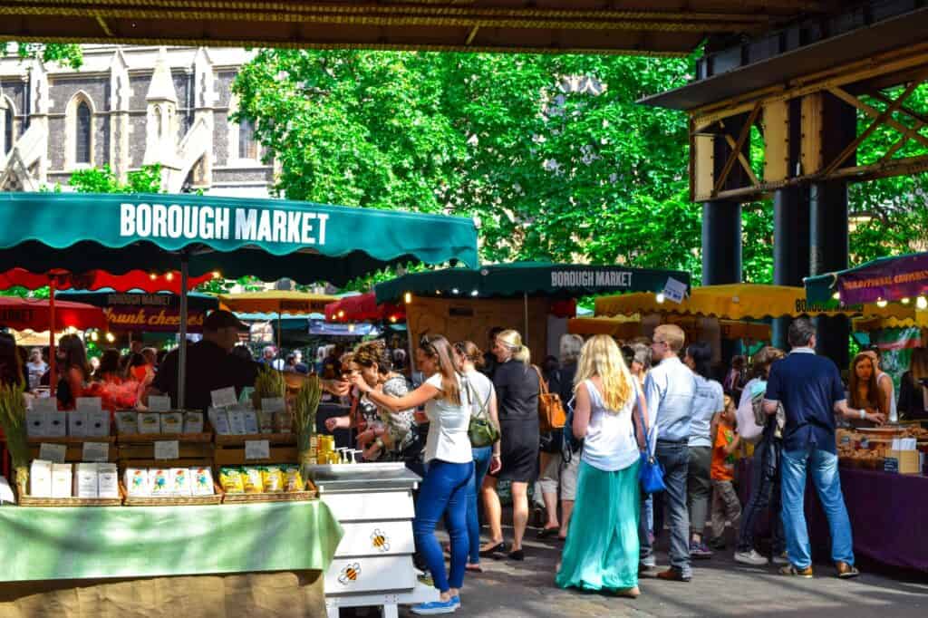 The Borough Market with shoppers.