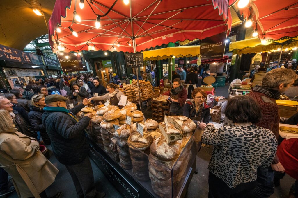 A busy bakery in the market