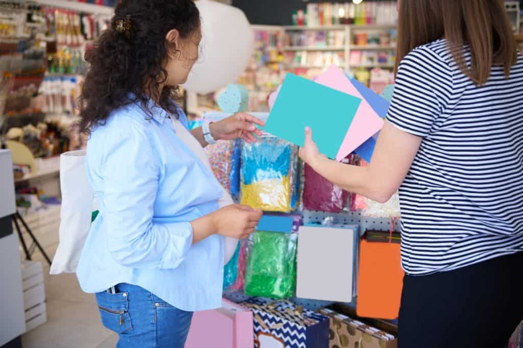 Women inside a stationery shop